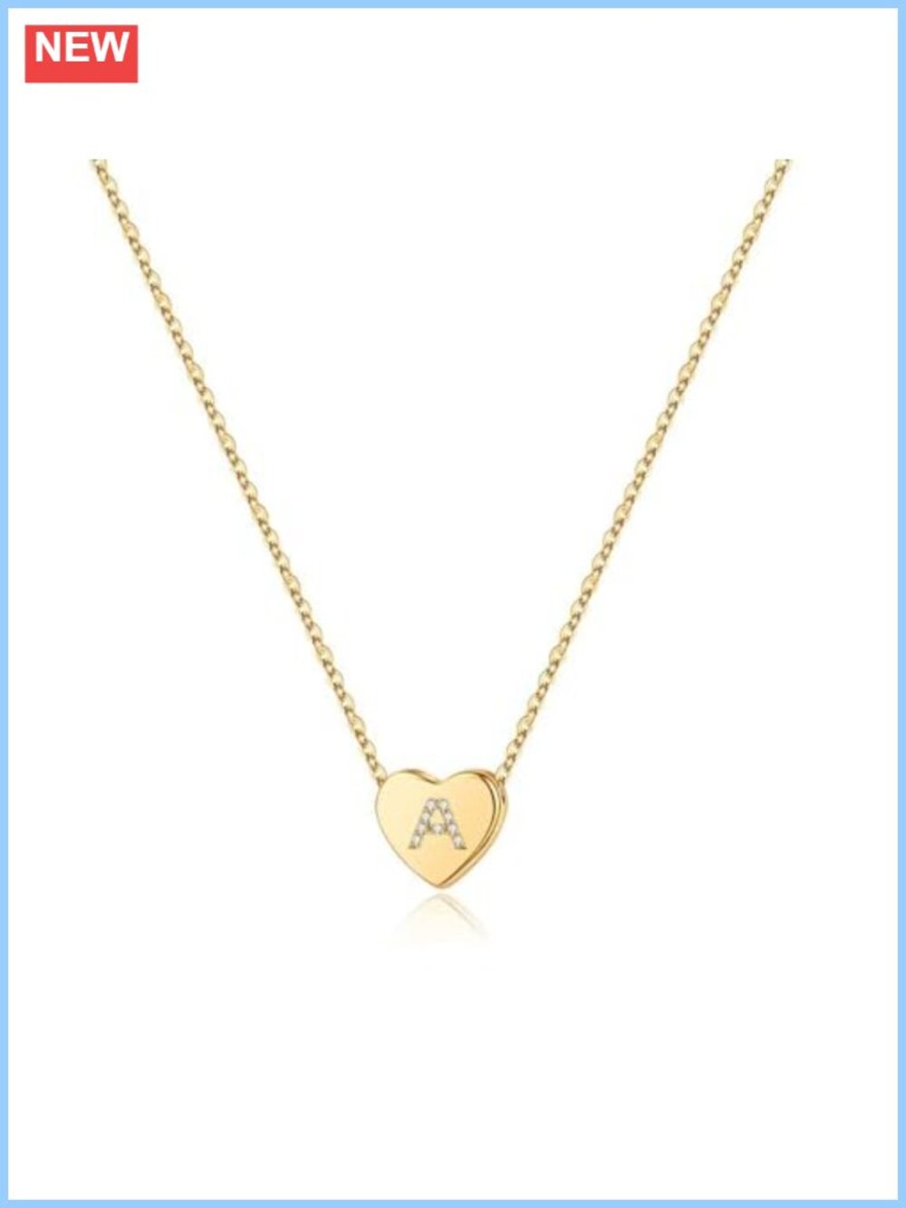 Dainty Cubic Zirconia Initial Heart Pendant Necklace for Girls Women, White